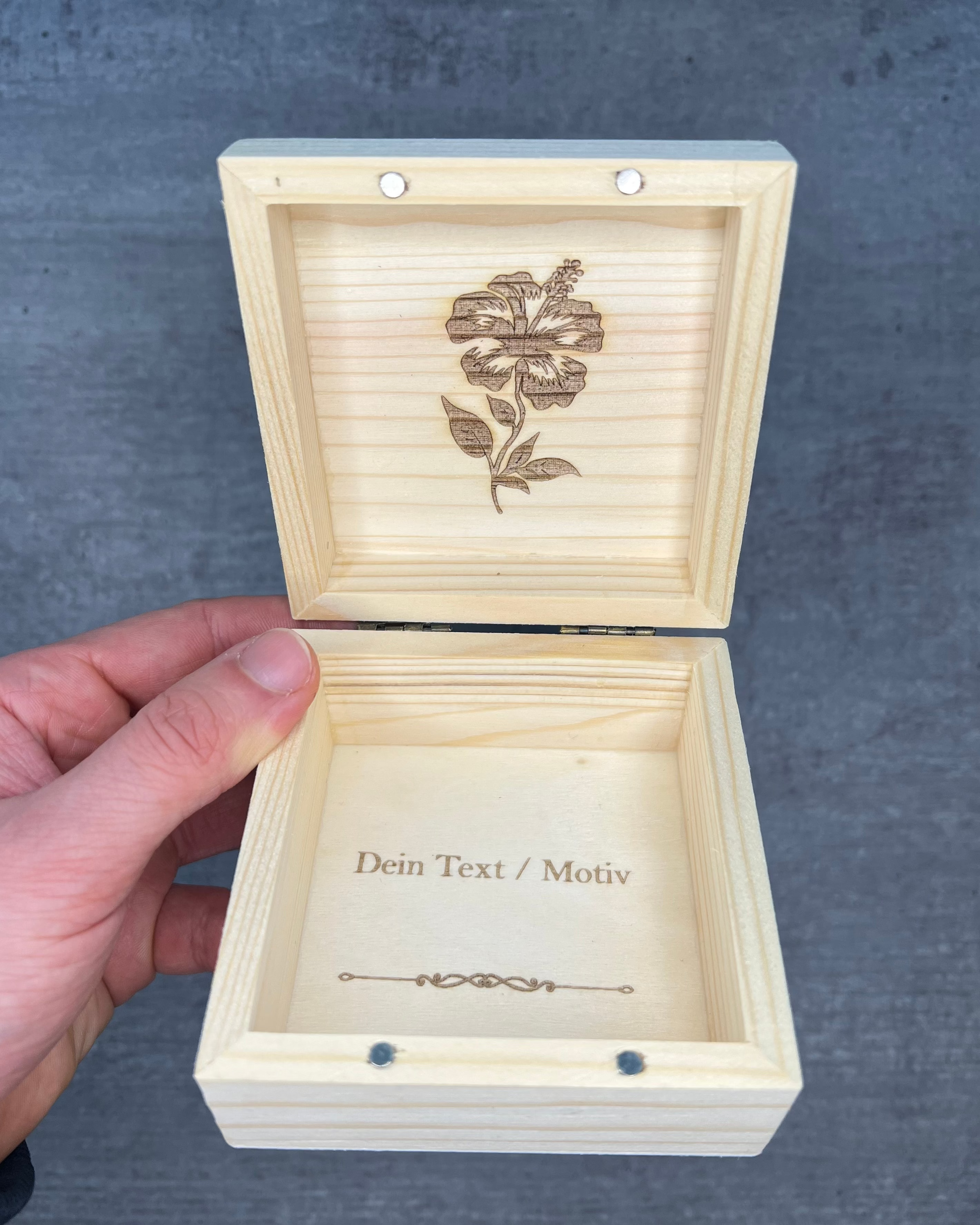 Holzbox (Quadrat-Magnet)